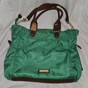 Steve Madden Large Green Purse Hand Bag Cross Body Satchel Gold Hardware